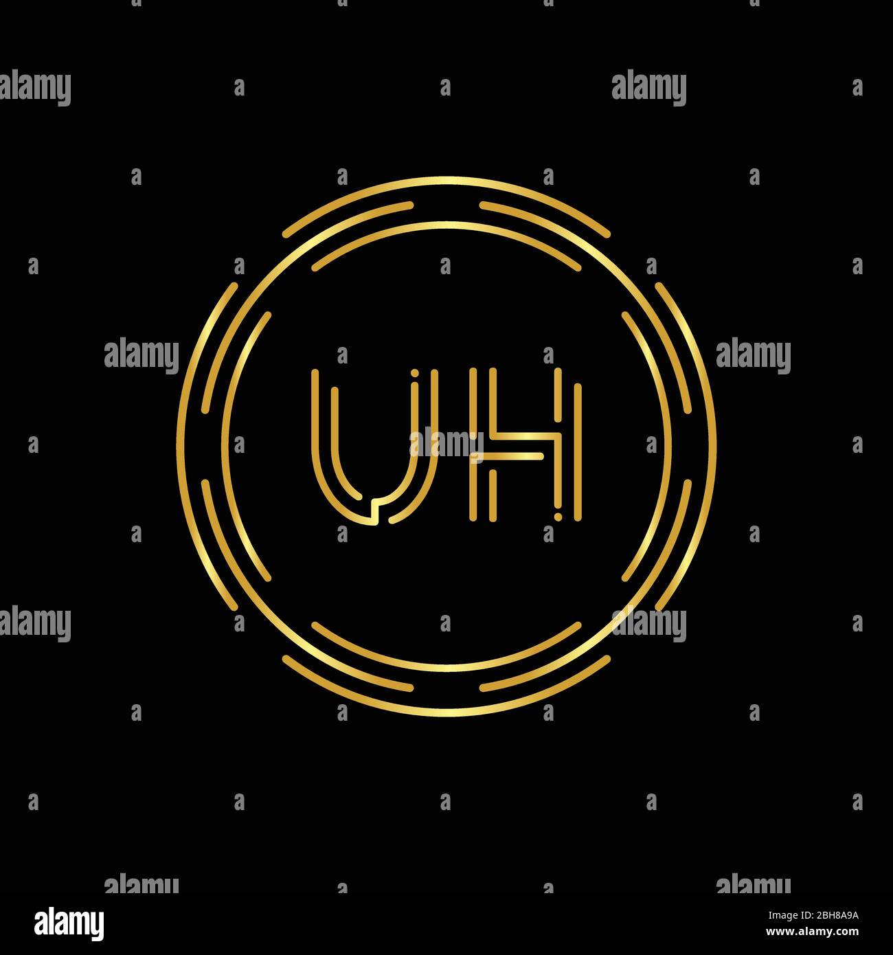 Initial UH Logo Creative Typography Vector Template. Digital Abstract ...