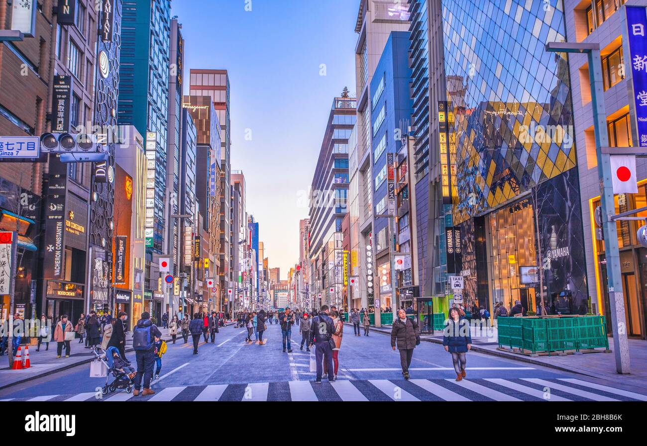 Japan, Tokyo City, Ginza District, Chuo Avenue Stock Photo