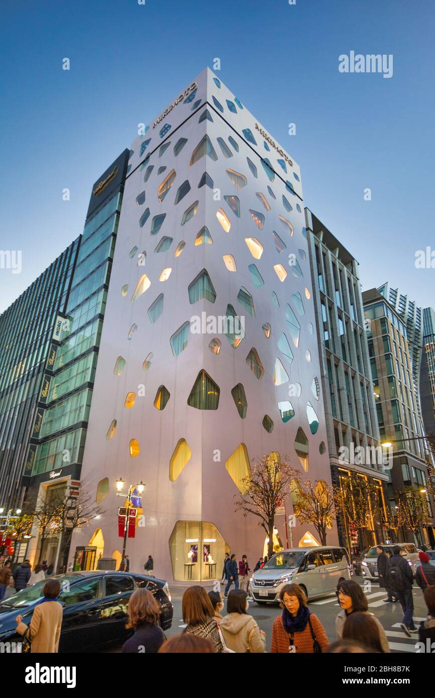 Japan, Tokyo City, Ginza District, Building Stock Photo