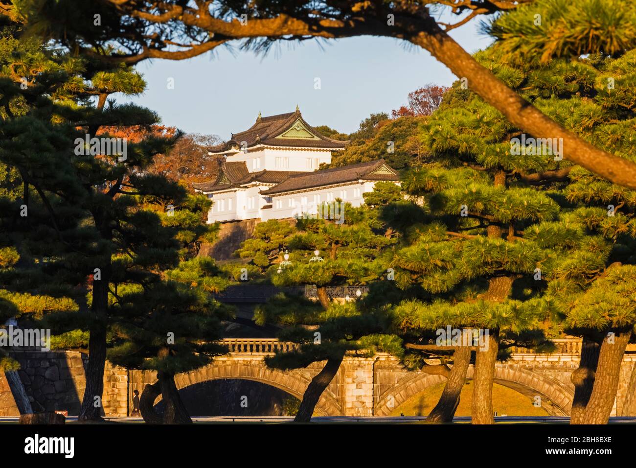 Japan, Honshu, Tokyo, Imperial Palace, Nijubashi Bridge Stock Photo