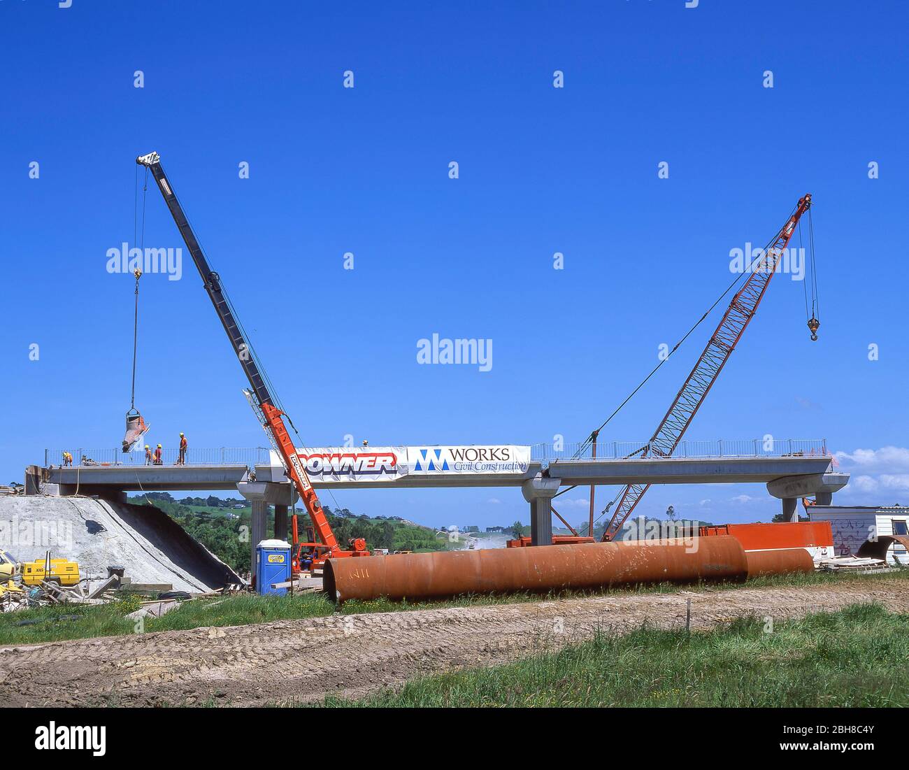 Construction of a motorway flyover near Christchurch, Canterbury Region, New Zealand Stock Photo