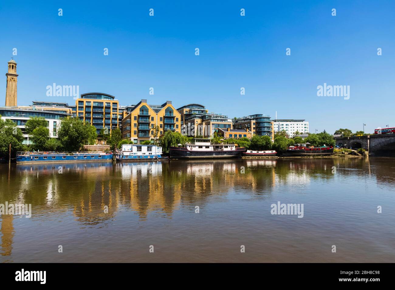 England, London, Hammersmith, Riverfront Skyline Stock Photo