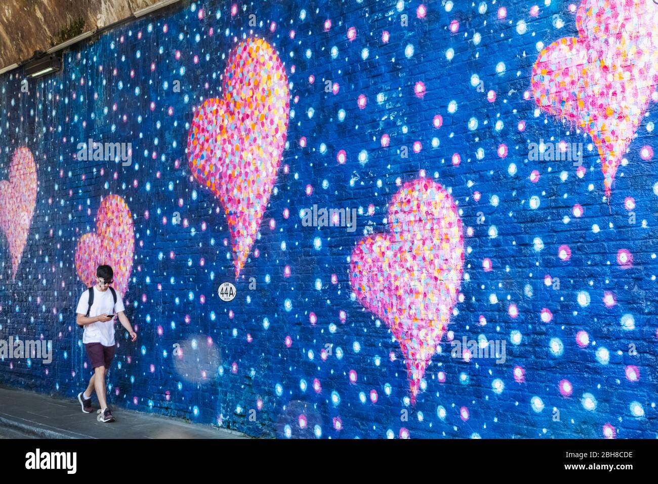 England, London, Southwark, Street Art depicting Hearts Stock Photo