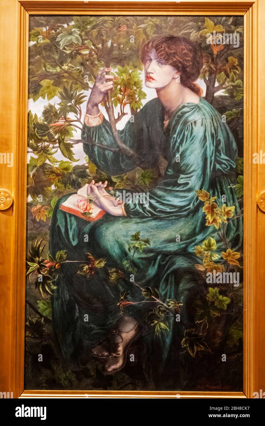 Painting titled 'The Daydream' by The Pre-Raphaelite Brotherhood Artist Dante Gabriel Rossetti dated 1880 Stock Photo