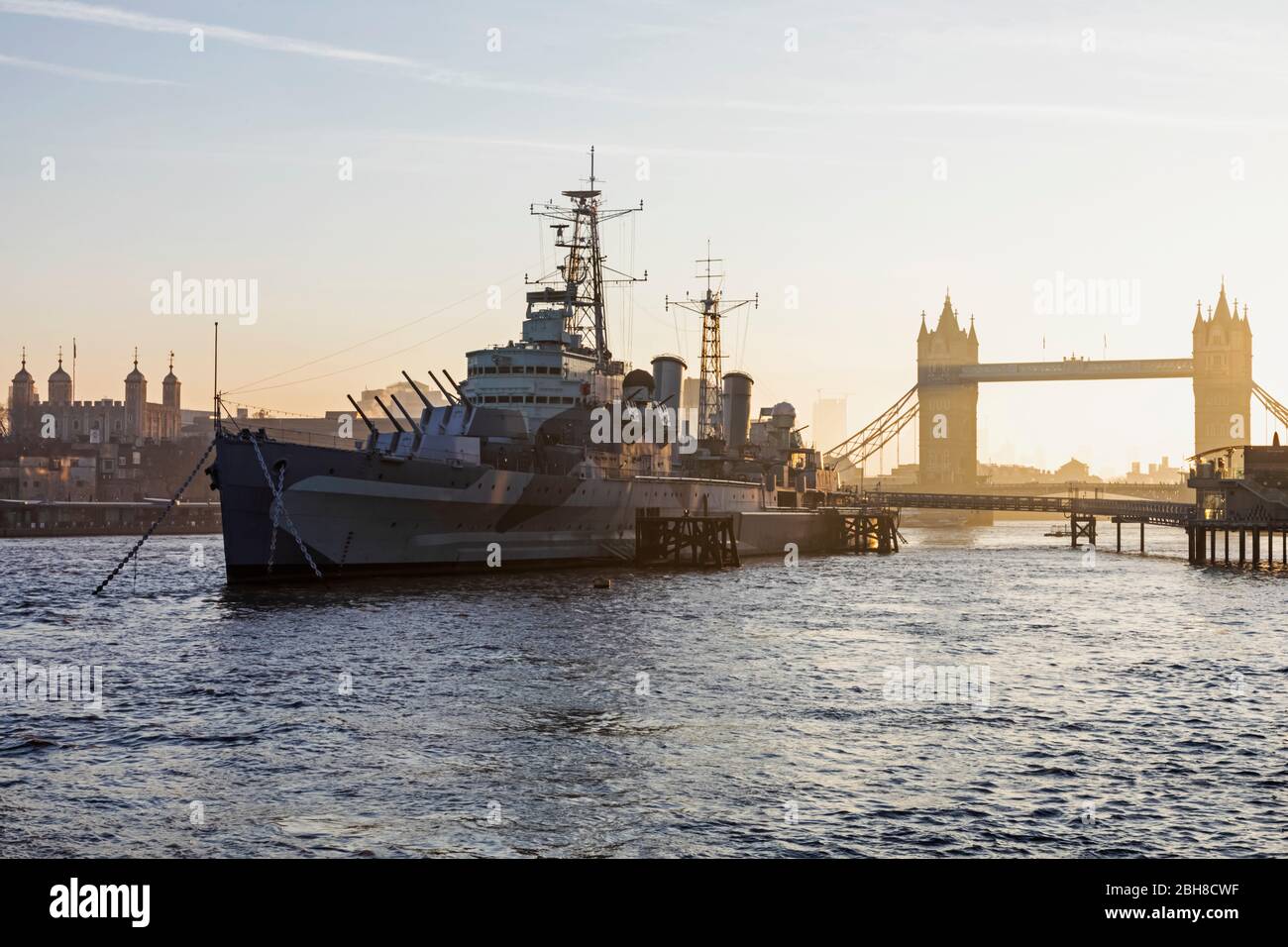 England, London, Southwark, London Bridge City, Museum Ship HMS Belfast Stock Photo