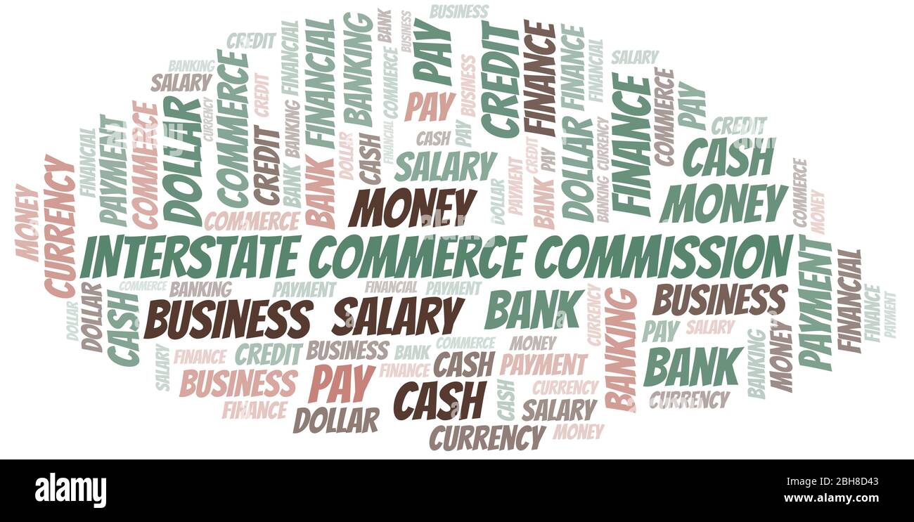 Interstate Commerce Commission typography vector word cloud. Wordcloud collage made with the text only. Stock Vector