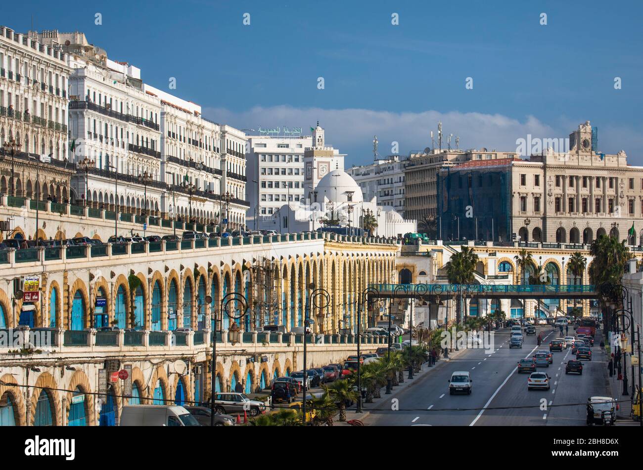 Argelia, Argel City, Djemaa El-Djedid Mosque, UNESCO, Ernesto Che Guevara Boulevard Stock Photo