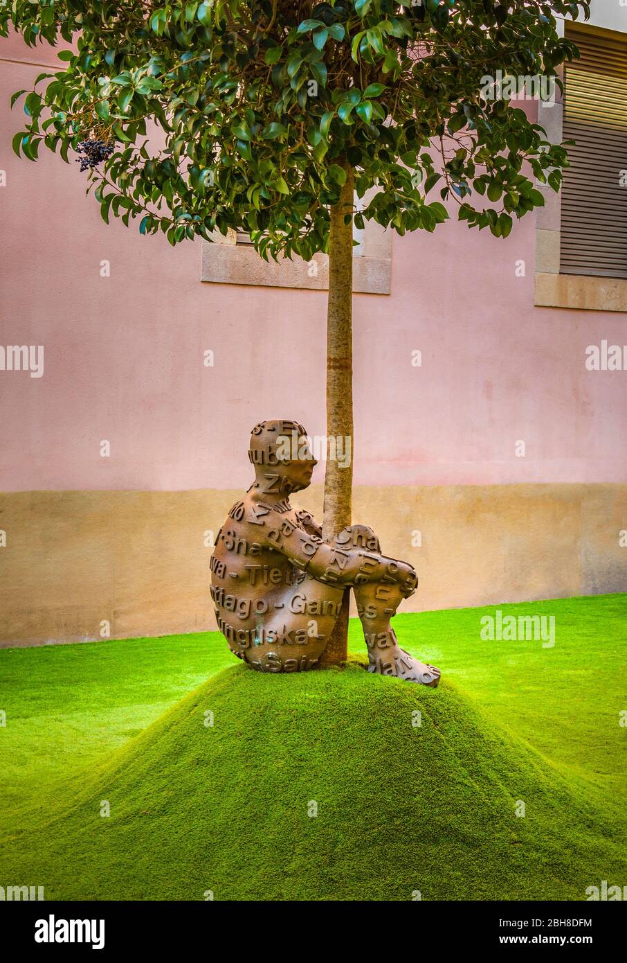 Barcelona City, Modern Art Museum, Jaume Plensa Sculptures Stock Photo