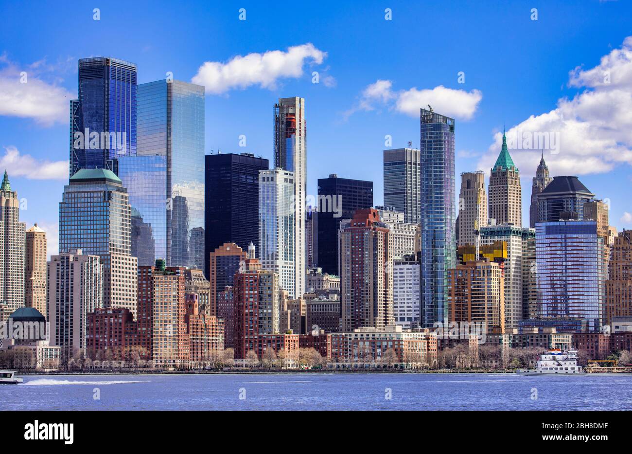 USA, New York City, Manhattan, Downtown Manhattan, Skyline, World Trade Bldg., Hudson river Stock Photo