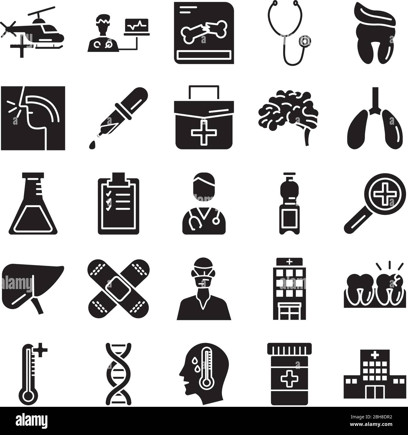 bundle of medical silhouette style set icons Stock Vector Image & Art ...