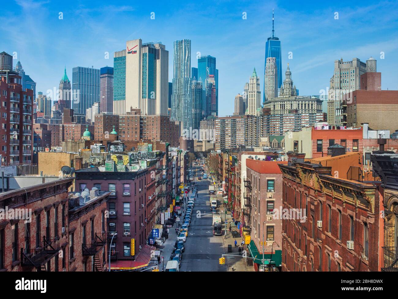 USA, New York City, Manhattan, Downtown Skyline, Stock Photo
