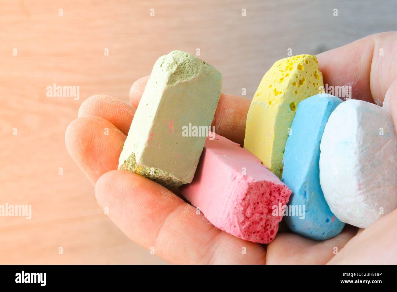 Multi-colored chalk for drawing. Different colors .  Stock Photo