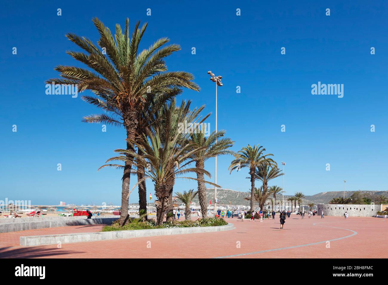 Promenade on the beach of Agadir, Al-Magreb, Morocco, Africa Stock Photo