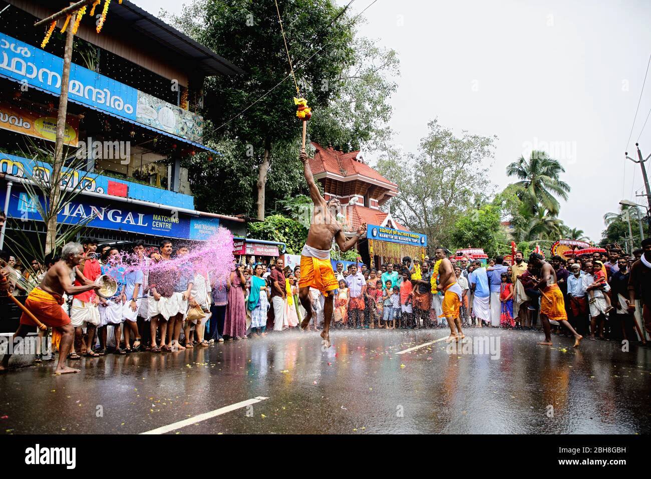 festivals in india,festivals kerala,dance forms kerala,kathakali,theyyam,pulikkali,tiger dance,onam,lgbt artists,colourful indian festival Stock Photo