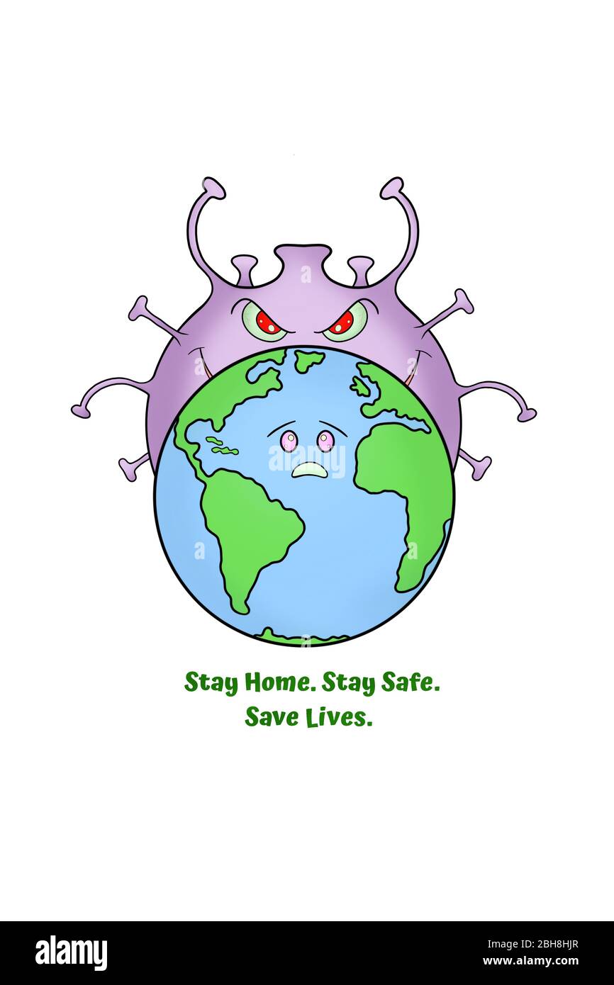 Coronavirus illustration background. Concept for novel corona virus attack, fear, anxiety, covid-19 influenza outbreak, world crisis, health risk, sta Stock Photo
