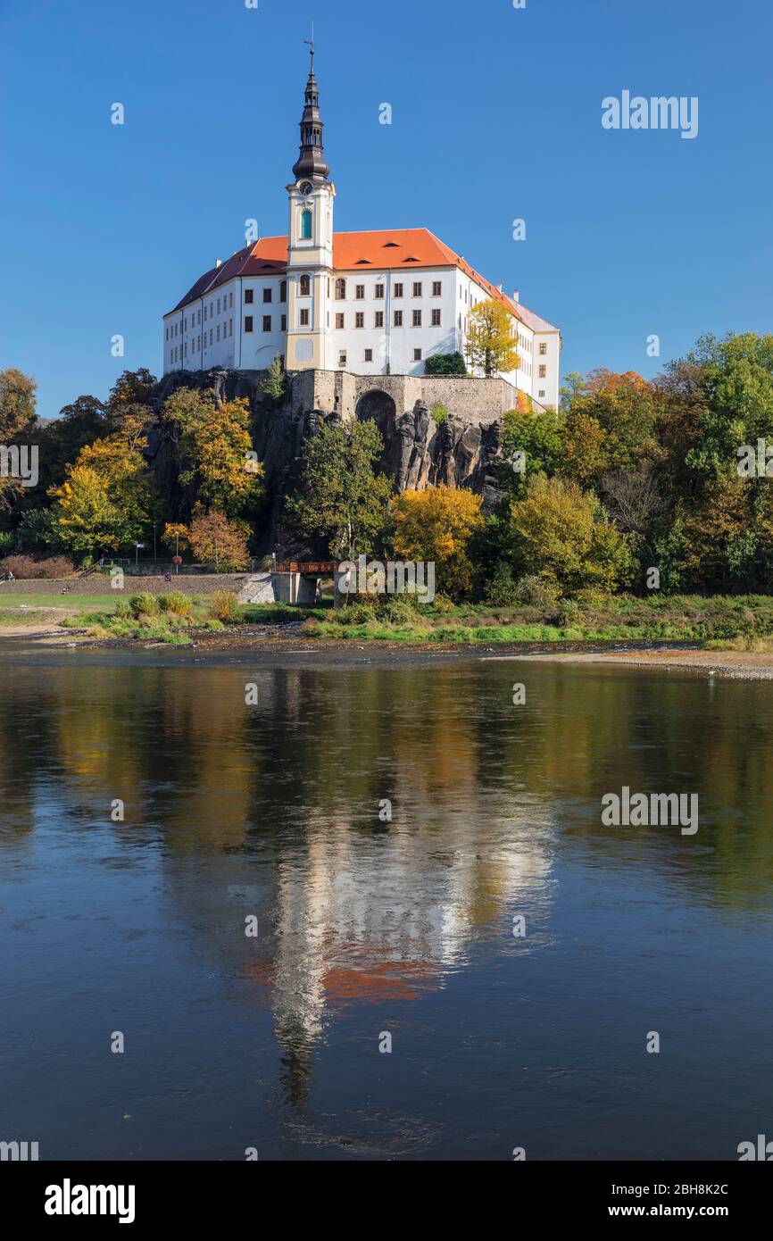 Castle Decin at the Elbe, Decin, Bohemia, Bohemian Switzerland, Czech Republic Stock Photo