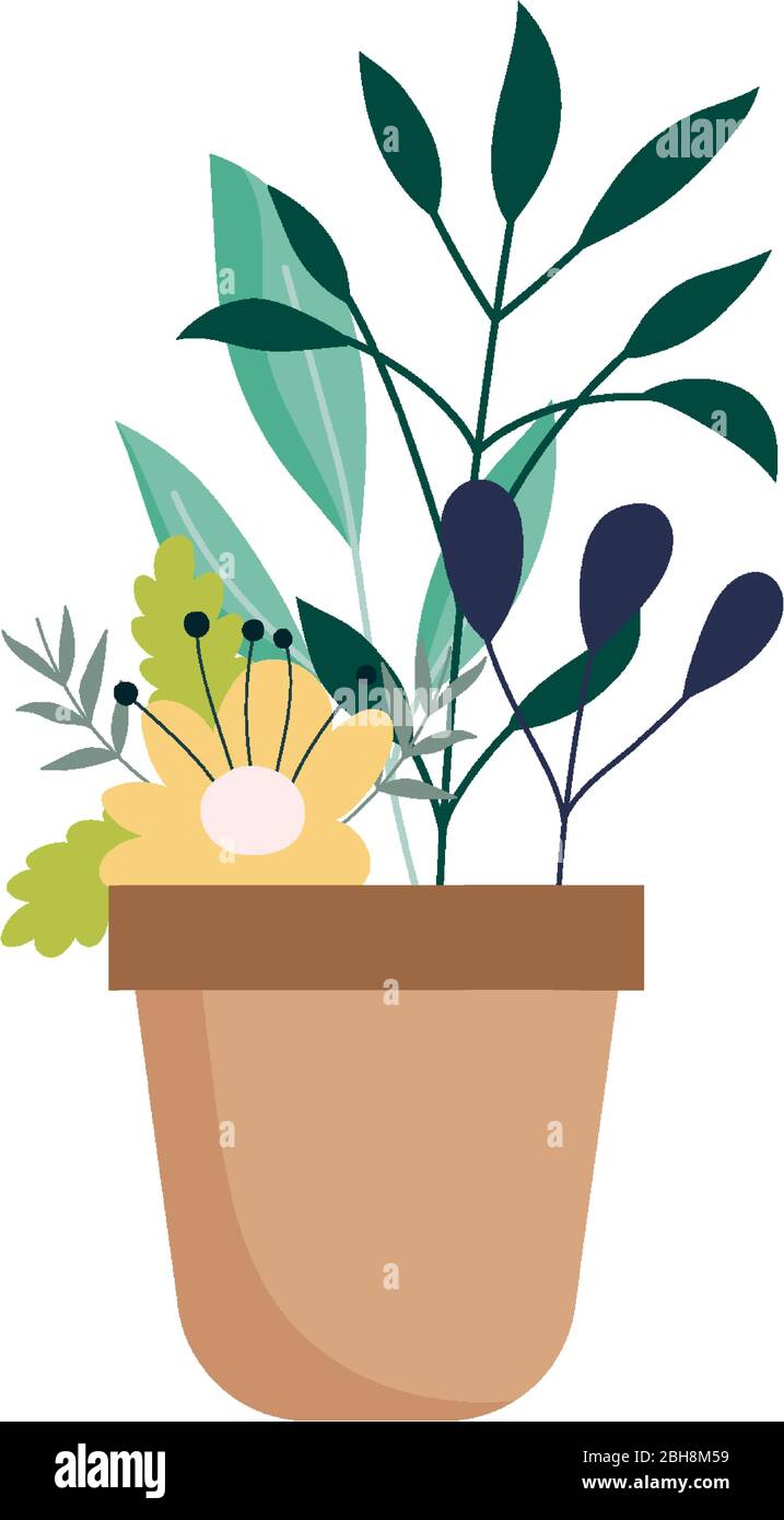 potted flower plant decoration isolated icon on white background vector ...