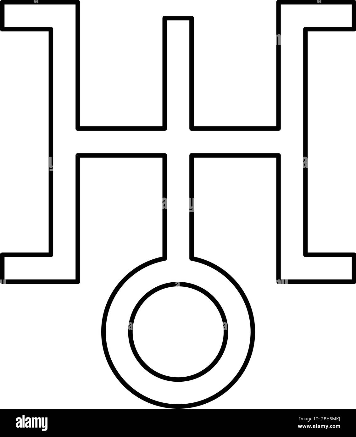 Symbol uranus icon outline black color vector illustration flat style simple image Stock Vector