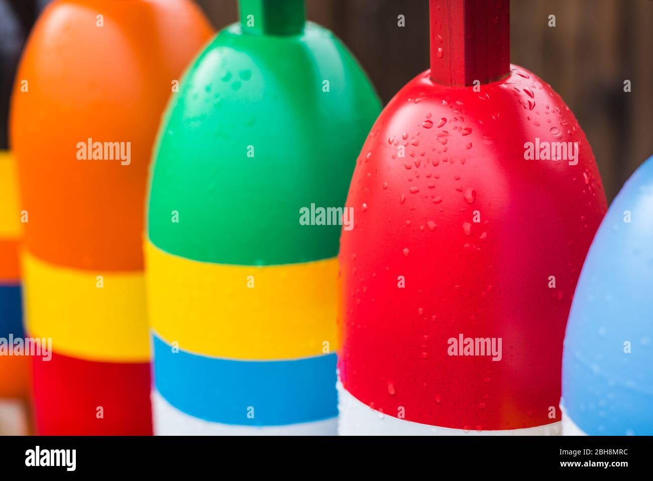 USA, Maine, Cape Neddick, new lobster buoys for sale Stock Photo Alamy