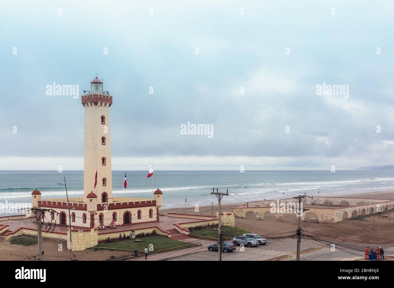 LA SERENA, CHILE - NOVEMBER 7, 2016: Panoramic view of the Monumental Lighthouse of La Serena. Lighthouse is one of the most popular tourist attractio Stock Photo