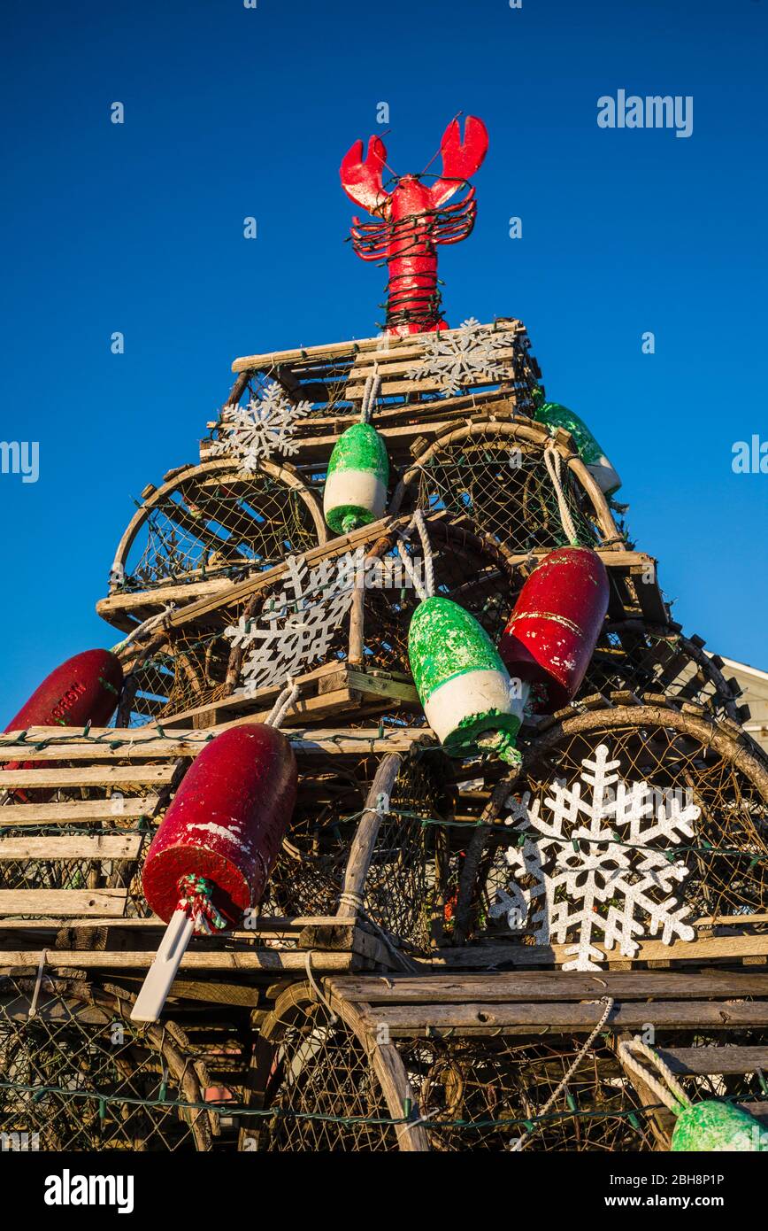 USA, Maine, York Beach, lobster trap Christmas Tree Stock Photo Alamy