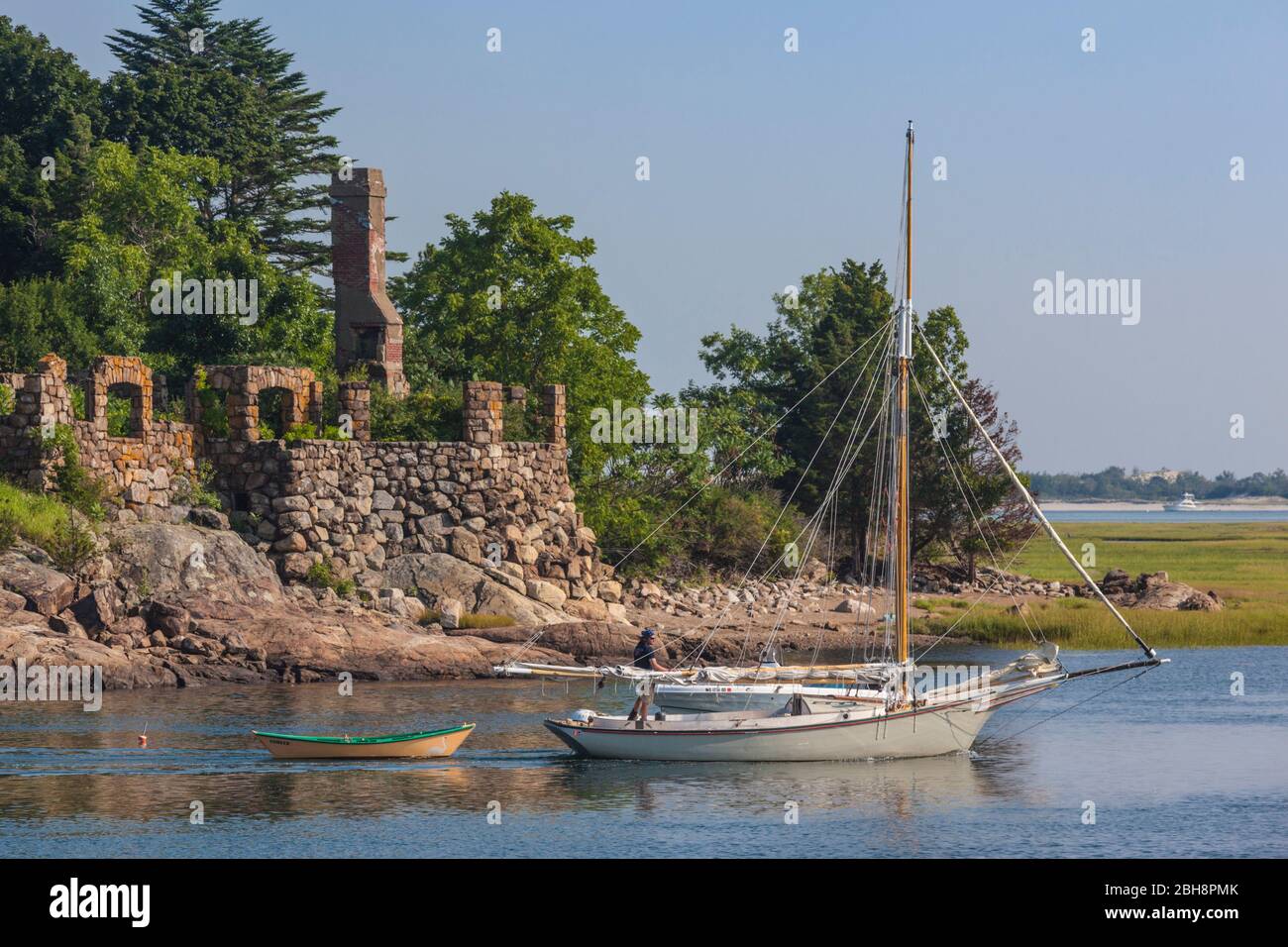 USA, New England, Massachusetts, Cape Ann, Essex, village of Conomo Point, sailboats, summer Stock Photo