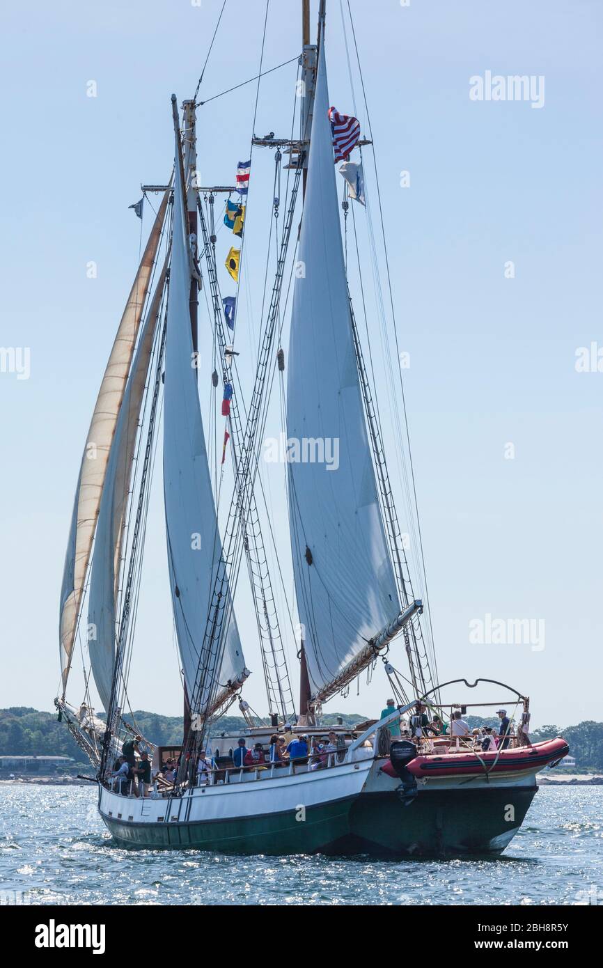 USA, New England, Massachusetts, Cape Ann, Gloucester, Gloucester Schooner Festival, schooner parade of sail, NR Stock Photo