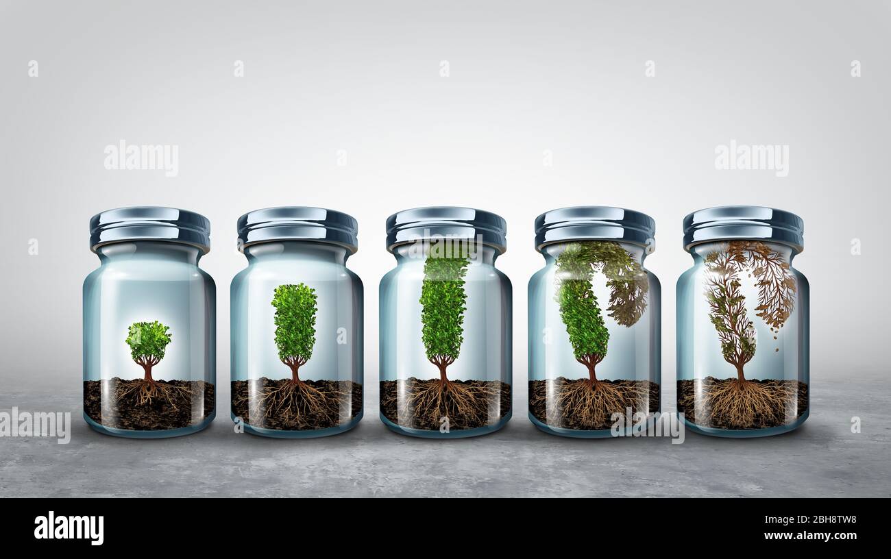 Limits of growth business concept as an economic or psychology symbol for growing limitations or finite resources with 3D render elements. Stock Photo
