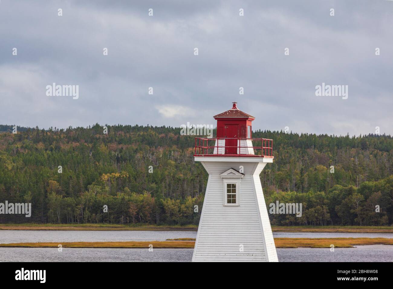 Canada, Nova Scotia, Mabou, Mabou Harbour Lighthouse Stock Photo