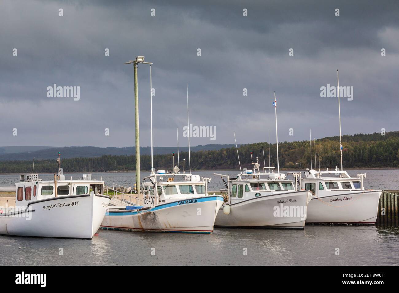 Canada, Nova Scotia, Mabou, Mabou Harbour with fishing boats Stock Photo