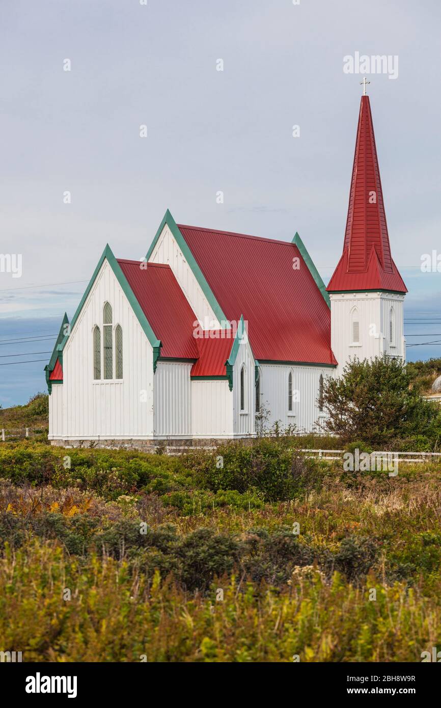 Canada, Nova Scotia, Peggy's Cove, fishing village on the Atlantic Coast, St. Johns Anglican Church, b. 1850 Stock Photo