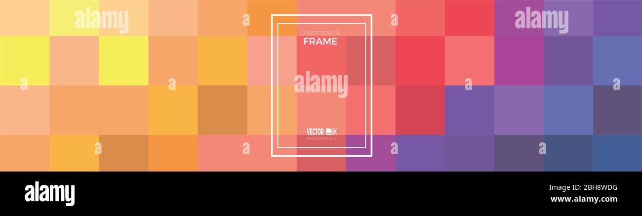 Modern abstract geometric background in minimalist style with pixel. Vector flat cover with elements for design. Customizable frame Stock Vector