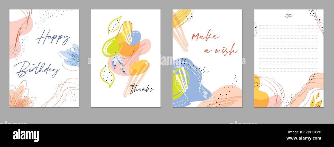 Set of abstract creative universal artistic templates. Good for poster, card, invitation, flyer, cover, banner, placard, brochure and other graphic de Stock Vector