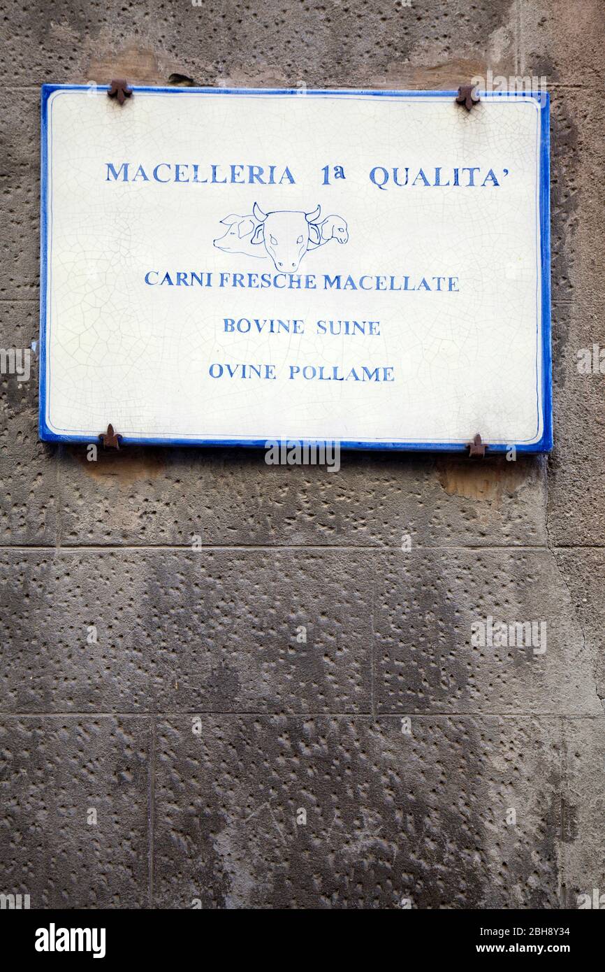 Werbetafel einer Metzgerei Toskana Stock Photo