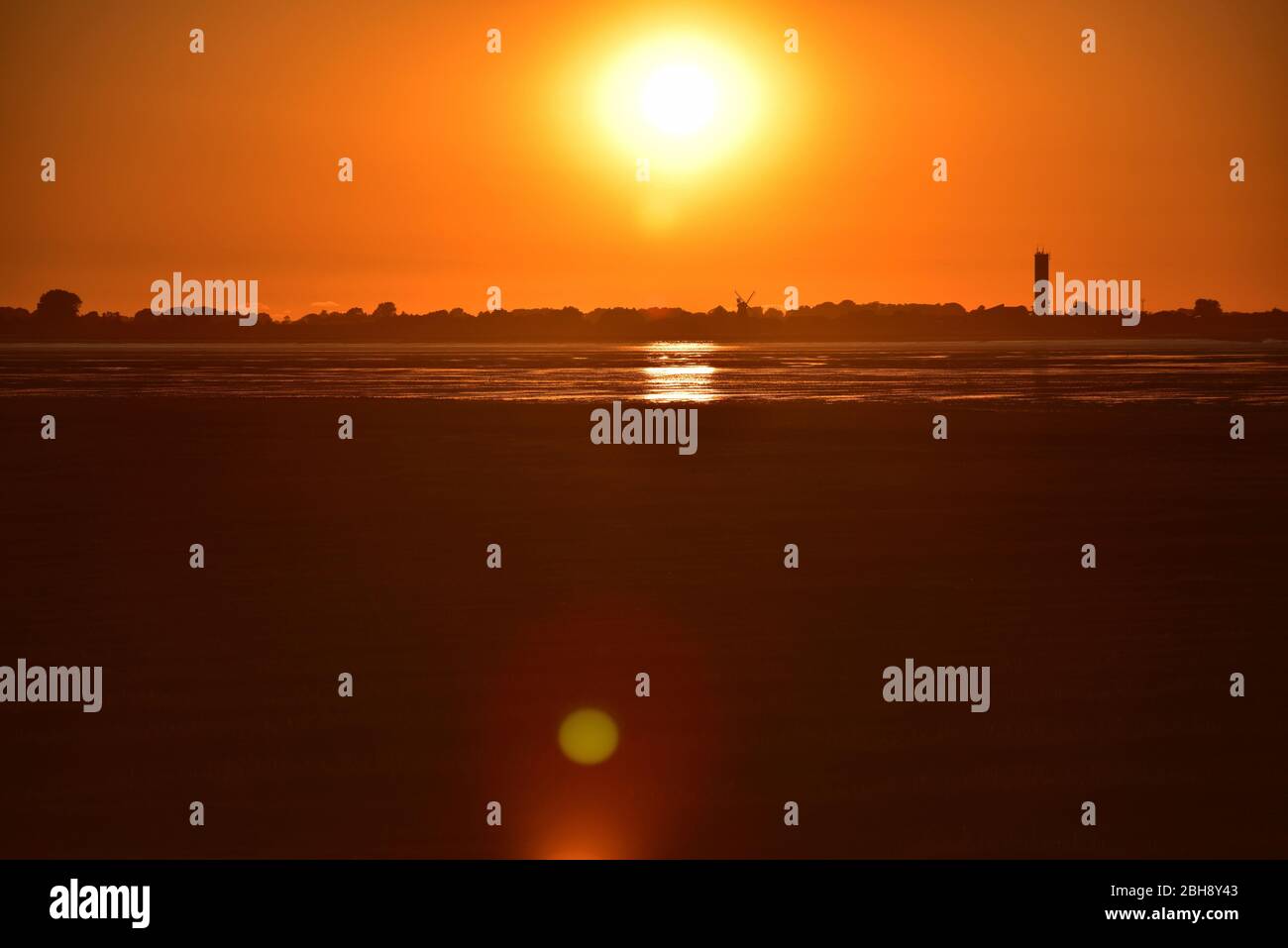 Europe, Germany, Schleswig-Holstein, Nordfriesland, Eiderstedt, sunset Stock Photo
