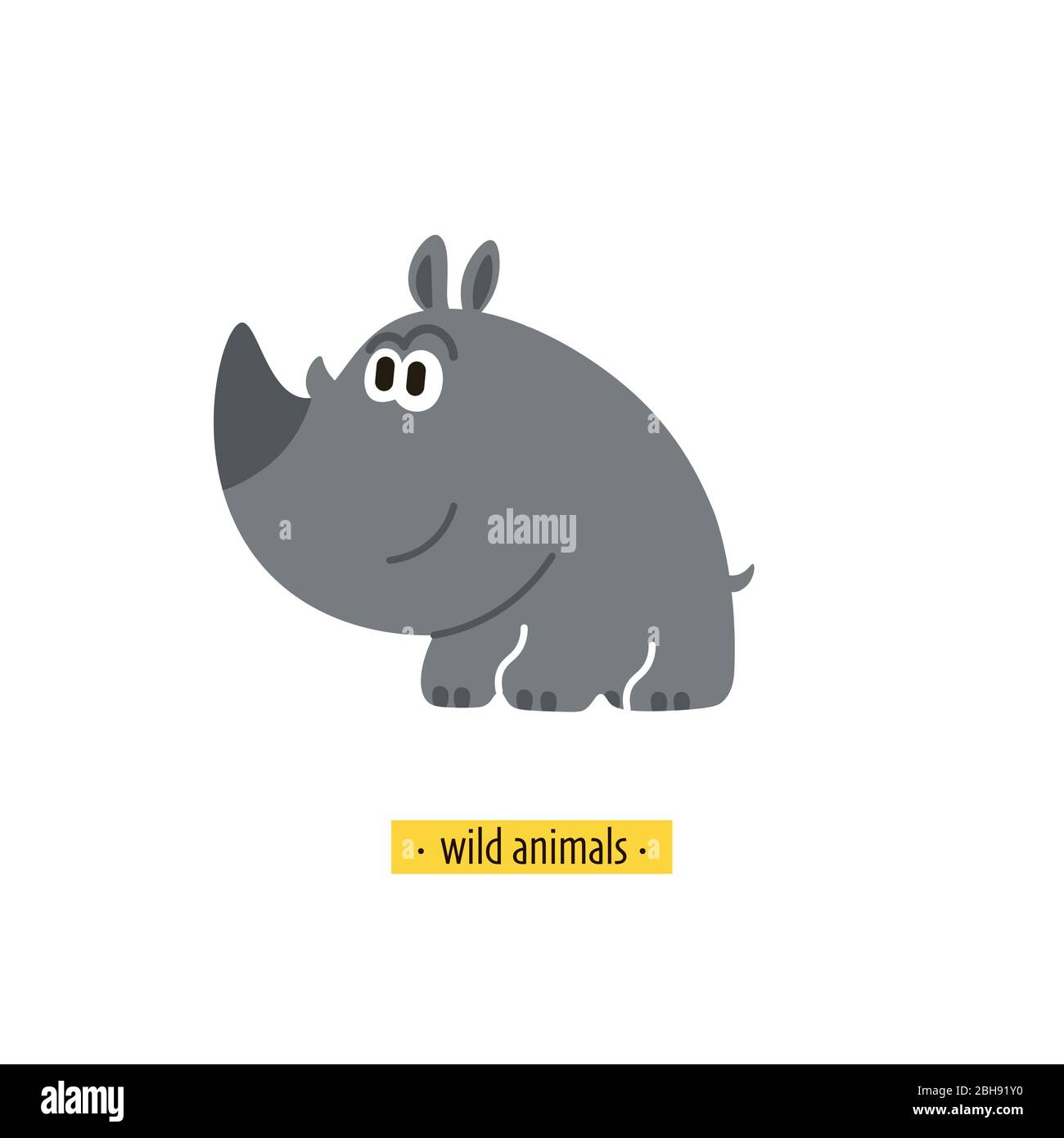 Cute vector rhino isolated on white background Stock Vector Image & Art -  Alamy