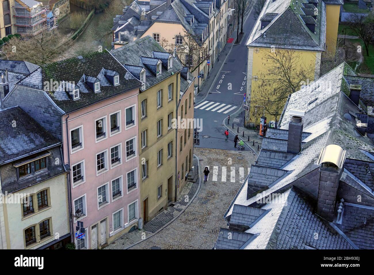 Undercity Grund at the Montée du Grund, Luxembourg City, Grand Duchy of Luxembourg Stock Photo