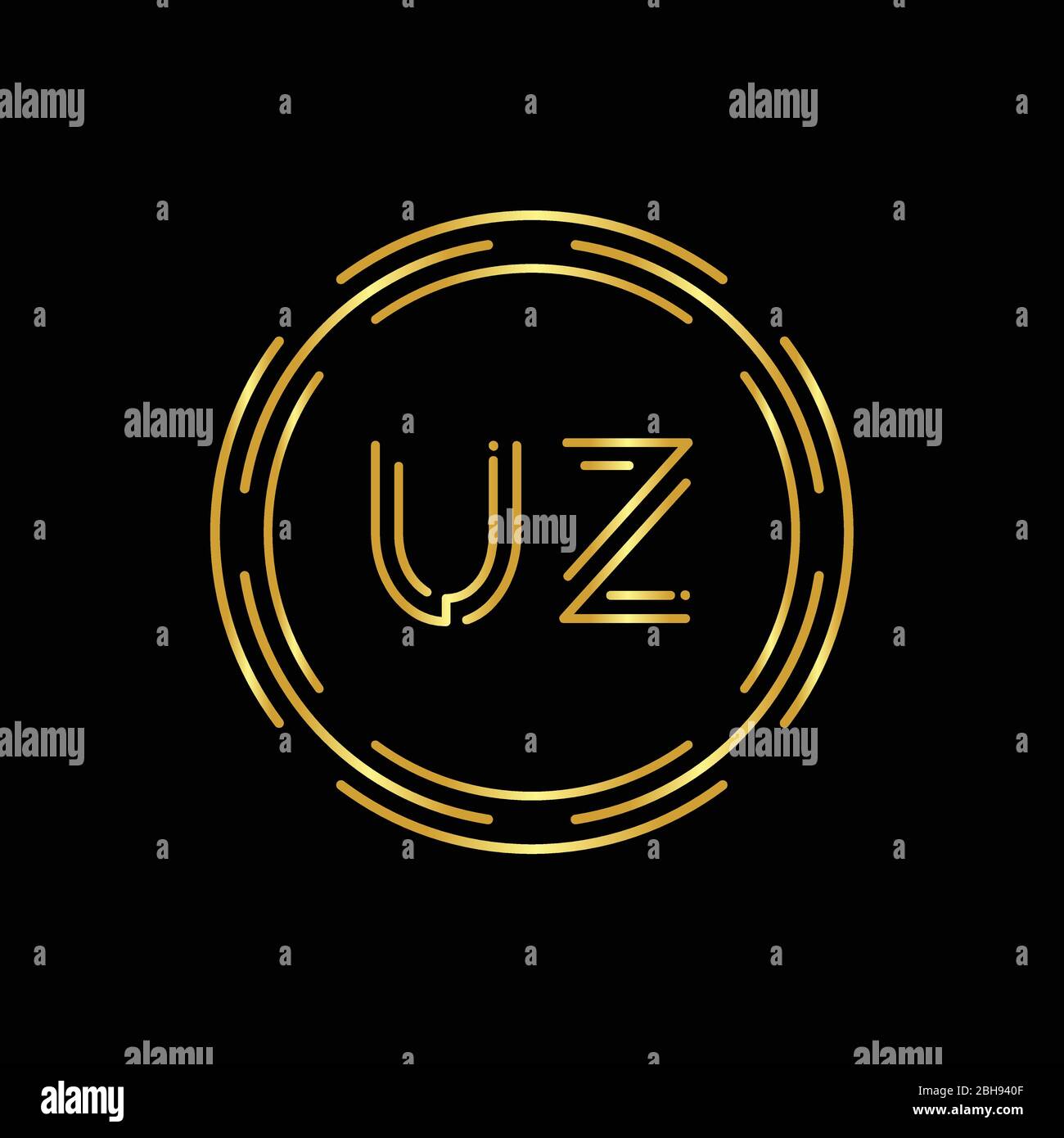 Initial UZ Logo Creative Typography Vector Template. Digital Abstract ...
