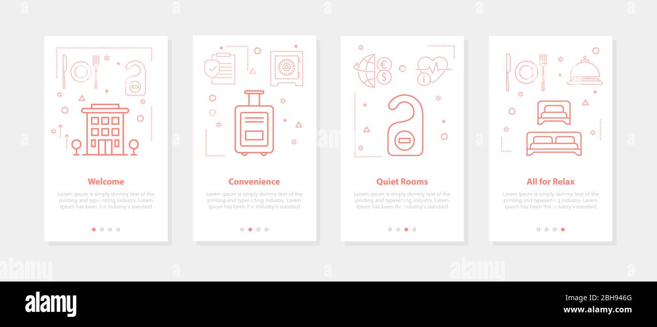 Vector four vertical mobile banners for hotel service - 01 Stock Vector