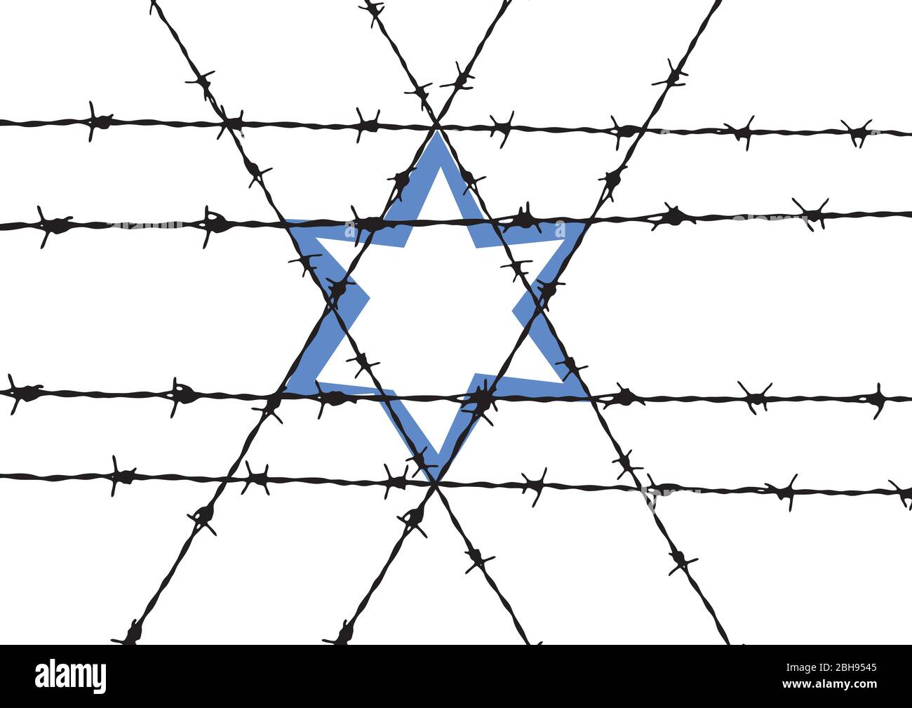 Vector abstract barbed wire and star of David, Shoah concept Stock Vector