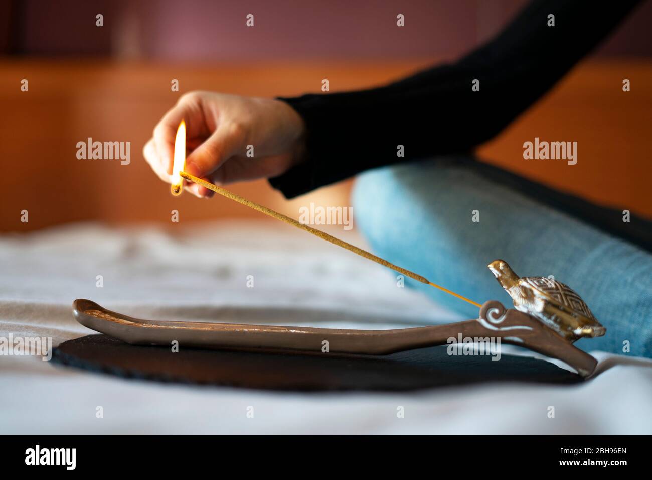 Incense stick woman hi-res stock photography and images - Alamy