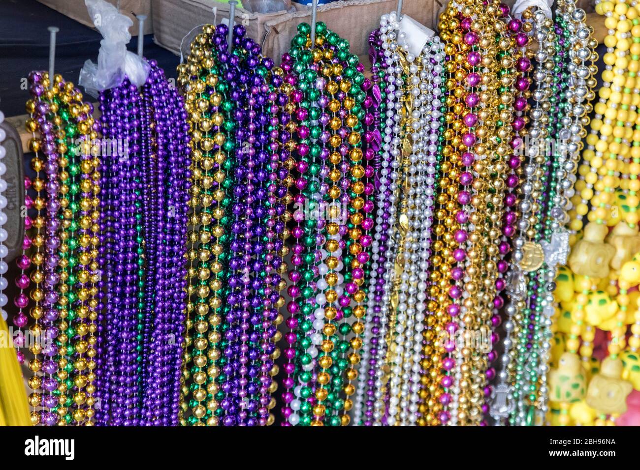 Mardi Gras beads closeup Stock Photo
