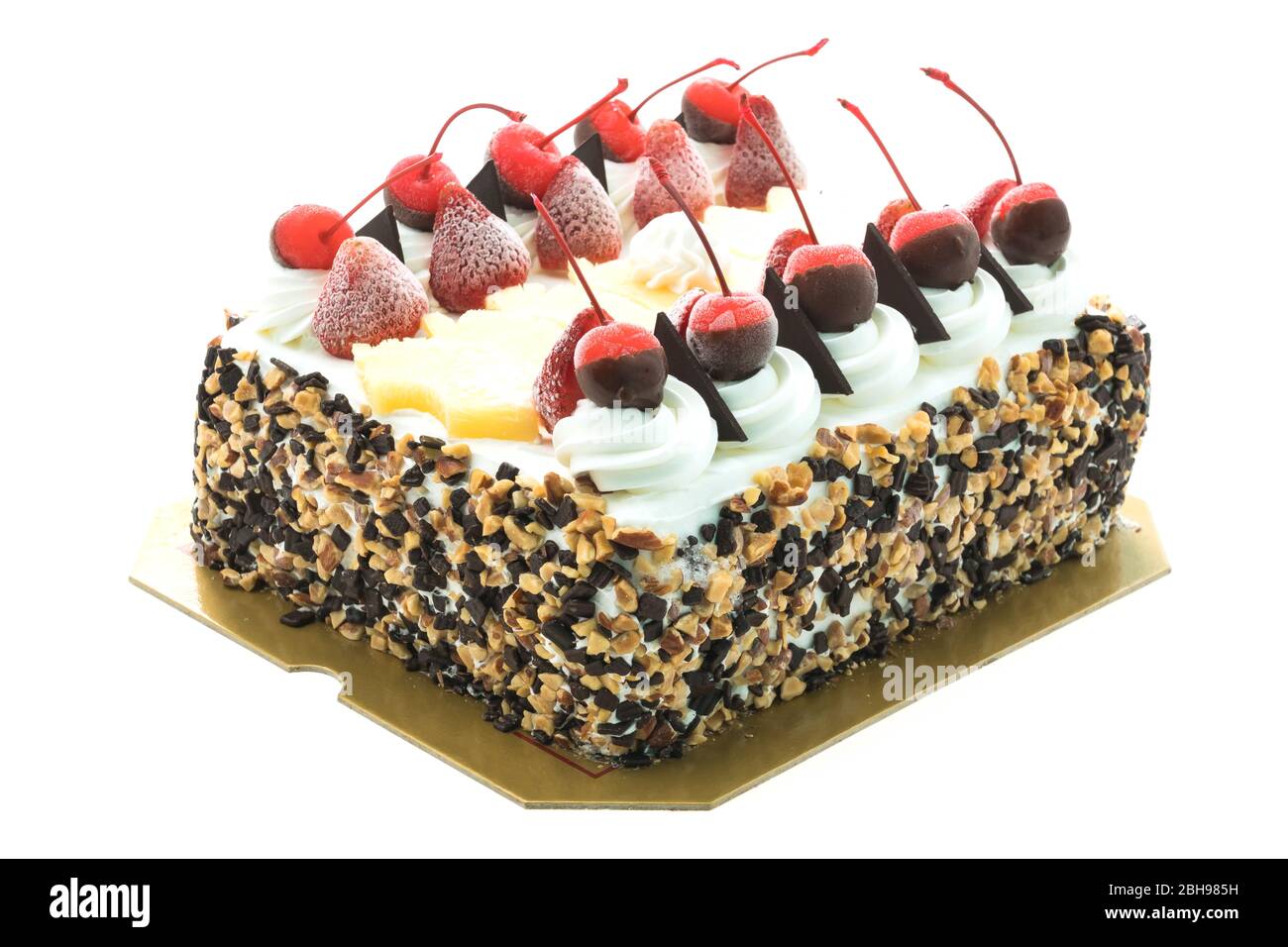 Ice cream cake with cherry on top Stock Photo