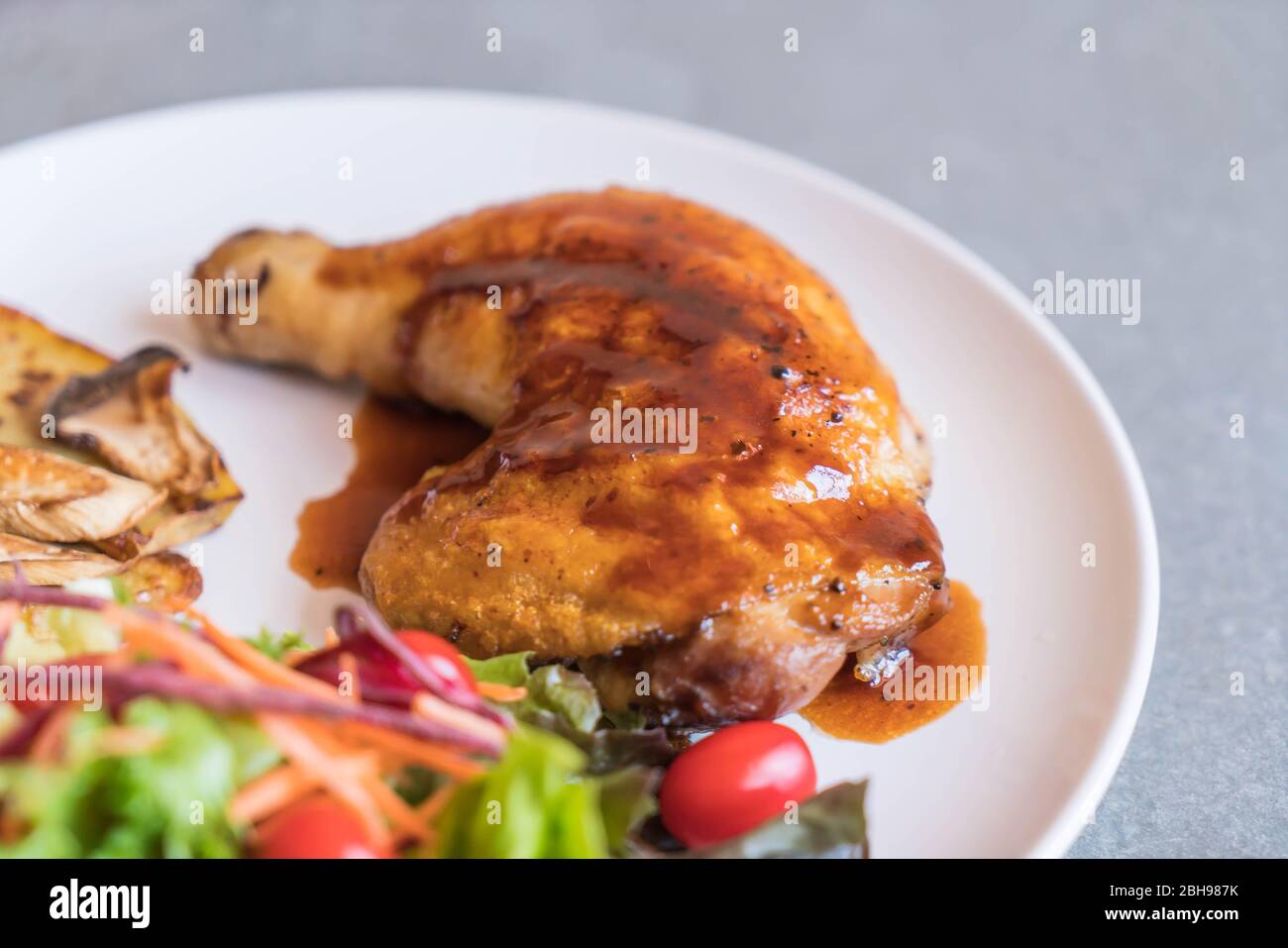 grilles chicken steak with teriyaki sauce Stock Photo