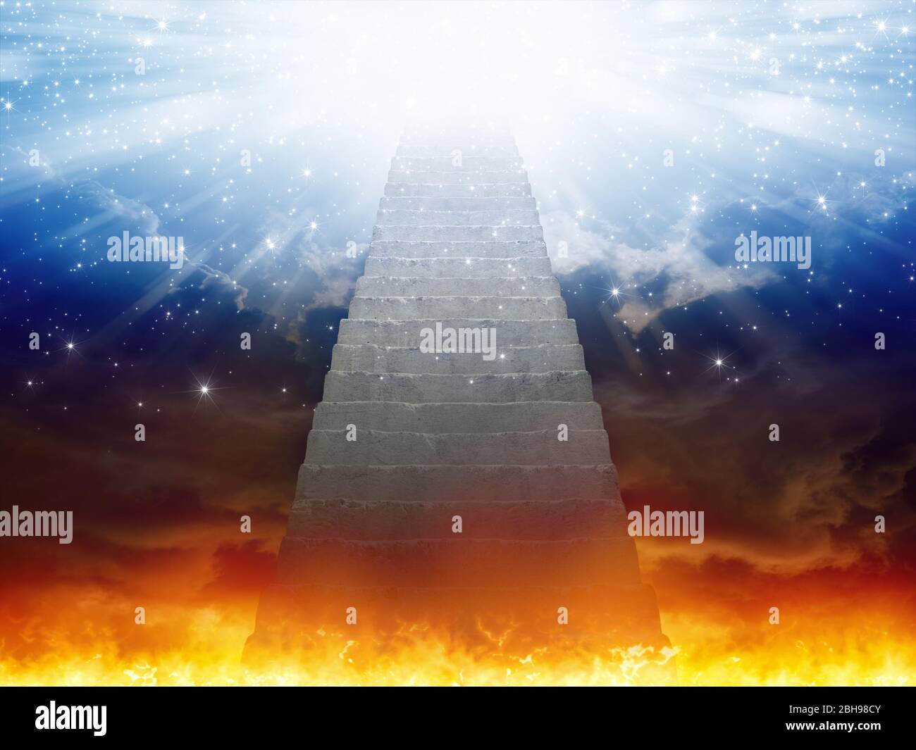 Dramatic Religious Background Heaven And Hell Staircase To Heaven Light Of Hope From Blue Skies Stock Photo Alamy
