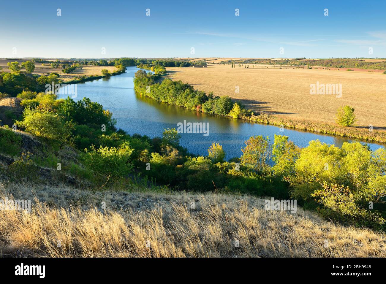 View of the river Saale, autumn landscape, nature park 'Unteres Saaletal', Saxony-Anhalt, Germany Stock Photo