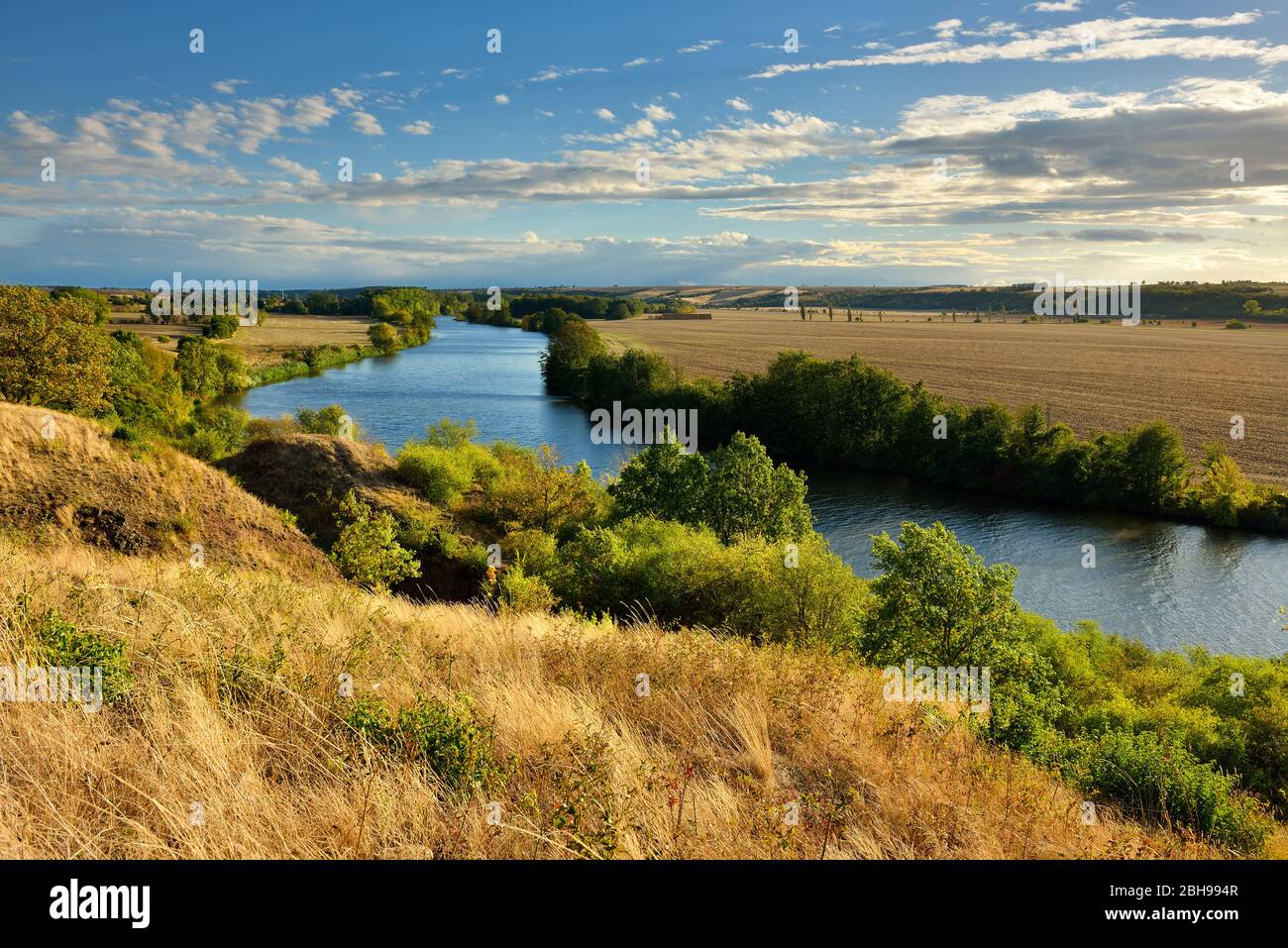 View on the river Saale, autumn landscape, nature park 'Unteres Saaletal', Saxony-Anhalt, Germany Stock Photo