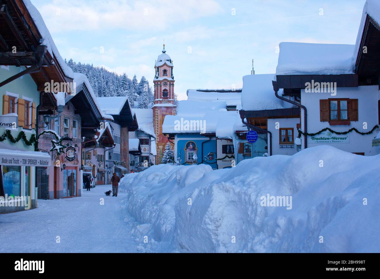 Mittenwald, village view, winter Stock Photo