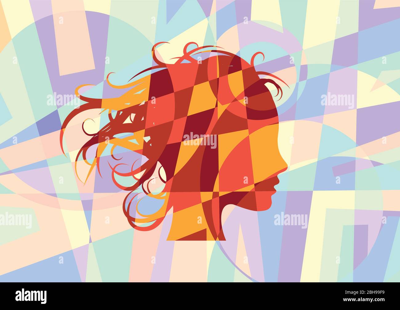Wind Abstract Female Vector sign beauty hair, girl in the wind. Abstract geometric ...