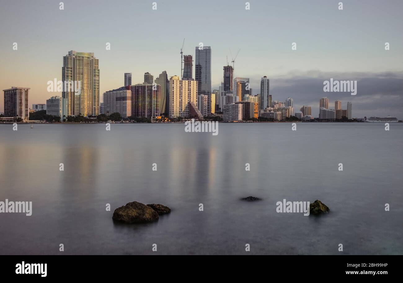 Brickell Ave Buildings and Downtown Miami, Florida, USA, Stock Photo
